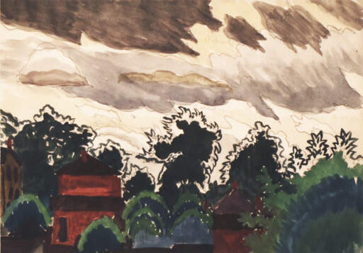 Untitled [Dark red houses]